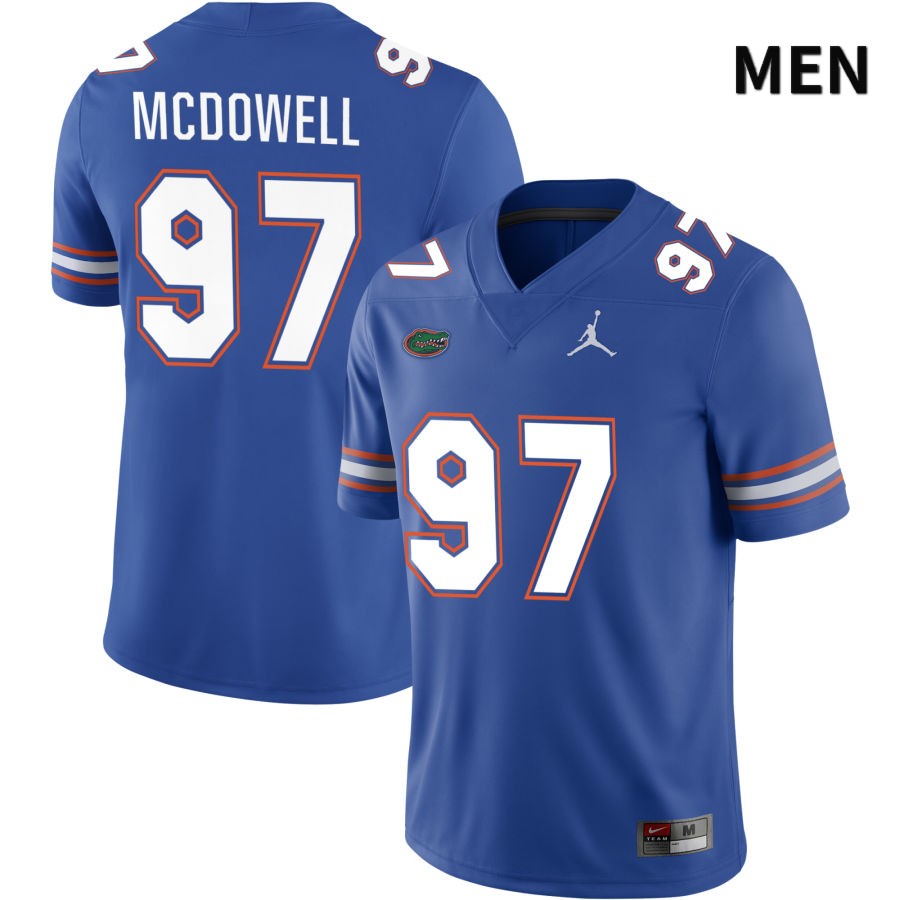 NCAA Florida Gators Griffin McDowell Men's #97 Jordan Brand Royal 2022 NIL Stitched Authentic College Football Jersey TMJ5764TD